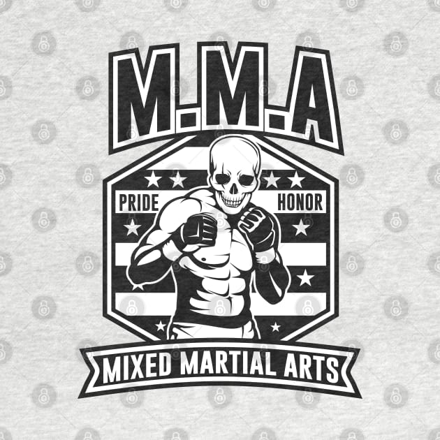 SKULL MMA BLACK AND WHITE by beanbeardy